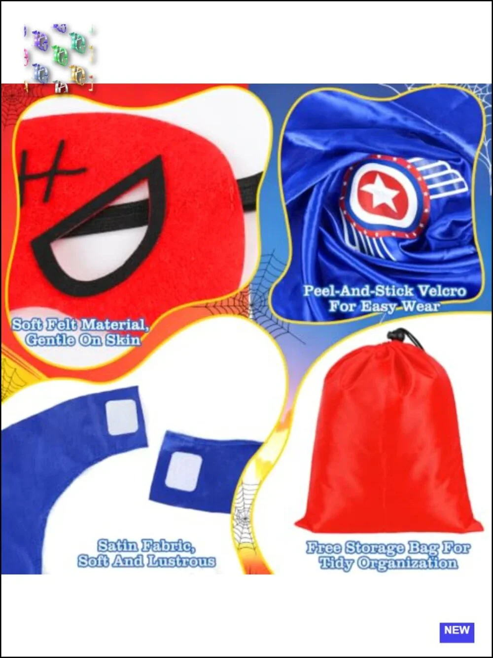 Superhero Cape Costume Set with Masks and Lights for Kids Ages 3-12